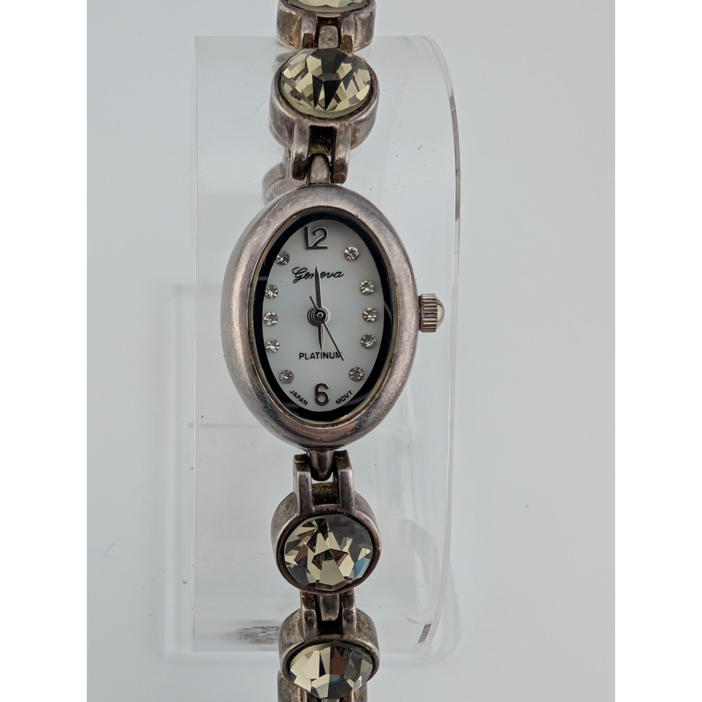 Geneva‎ Platinum Watch Women 32mm Case Purple Enamel Bangle Band- New Batery